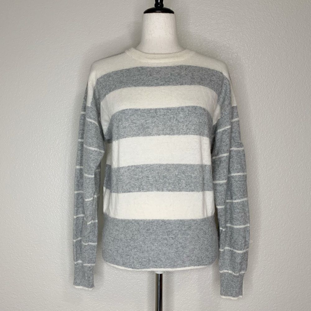 Liz Claiborne Collection Lambswool Angora Rabbit Blend Striped Sweater